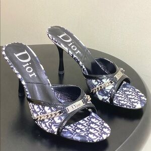 Dior Women's Black and White Patterned Heels